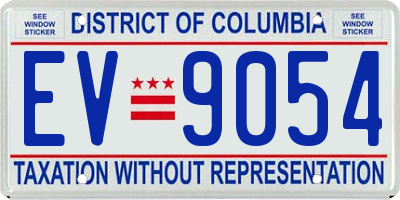 DC license plate EV9054