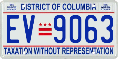 DC license plate EV9063