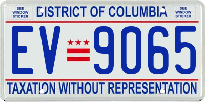 DC license plate EV9065