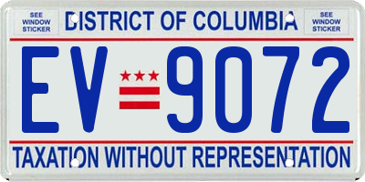 DC license plate EV9072