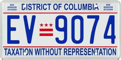 DC license plate EV9074