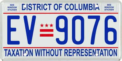DC license plate EV9076
