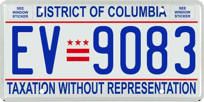 DC license plate EV9083