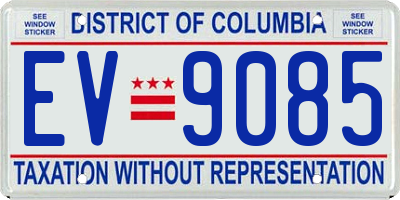 DC license plate EV9085