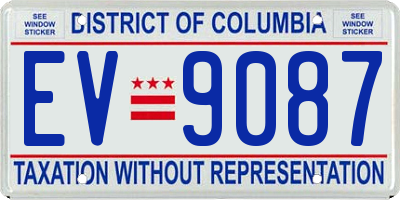 DC license plate EV9087