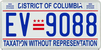 DC license plate EV9088