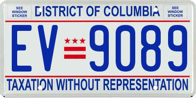 DC license plate EV9089
