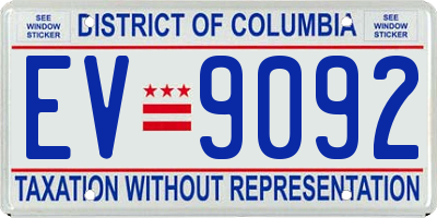 DC license plate EV9092