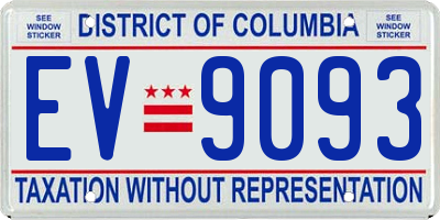 DC license plate EV9093