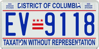 DC license plate EV9118