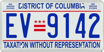 DC license plate EV9142