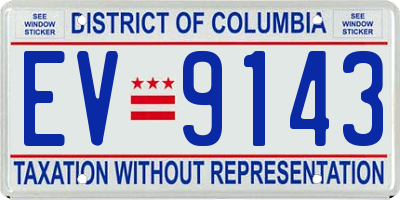 DC license plate EV9143