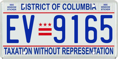 DC license plate EV9165