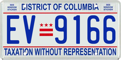 DC license plate EV9166