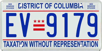 DC license plate EV9179