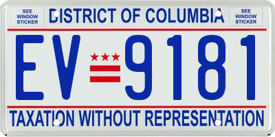 DC license plate EV9181