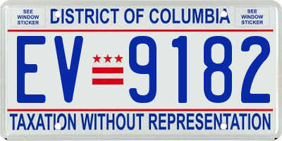 DC license plate EV9182