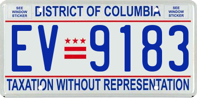 DC license plate EV9183