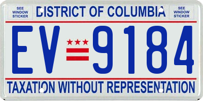 DC license plate EV9184