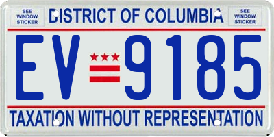 DC license plate EV9185