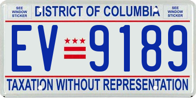 DC license plate EV9189