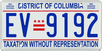 DC license plate EV9192