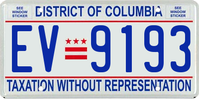 DC license plate EV9193