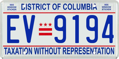 DC license plate EV9194