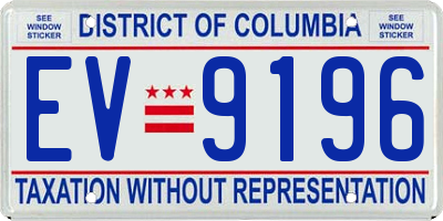 DC license plate EV9196