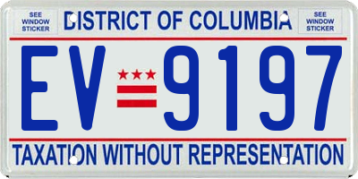 DC license plate EV9197