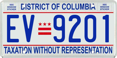 DC license plate EV9201