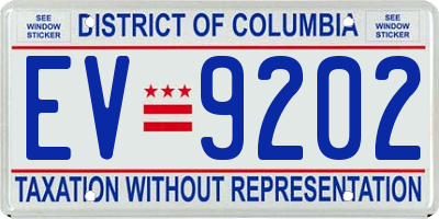 DC license plate EV9202