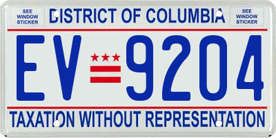 DC license plate EV9204