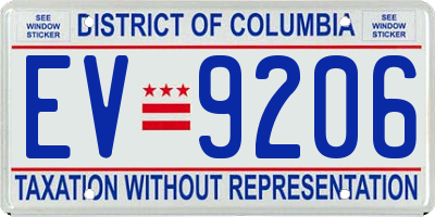 DC license plate EV9206