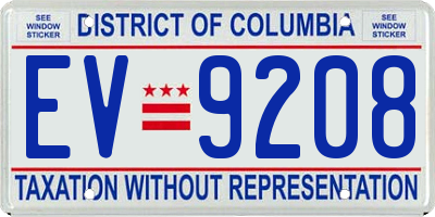 DC license plate EV9208