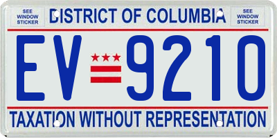 DC license plate EV9210