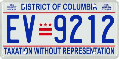 DC license plate EV9212