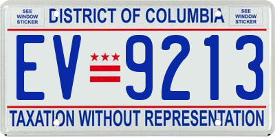 DC license plate EV9213