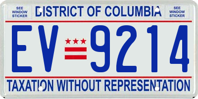 DC license plate EV9214