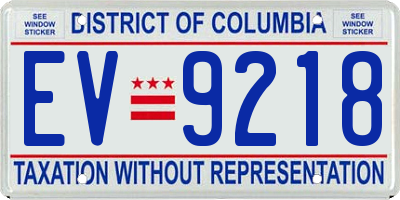 DC license plate EV9218