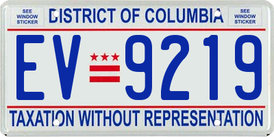 DC license plate EV9219