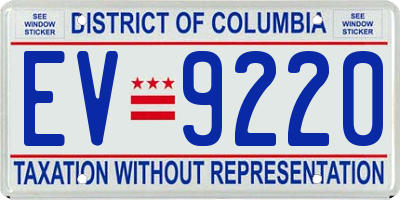 DC license plate EV9220