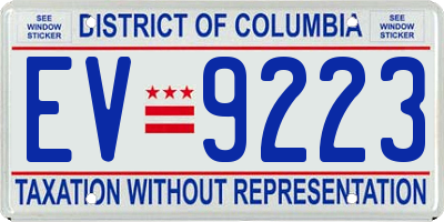 DC license plate EV9223