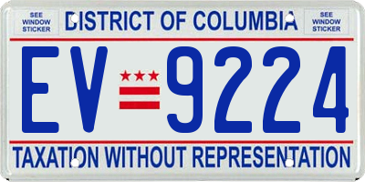 DC license plate EV9224