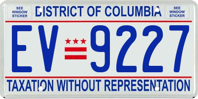 DC license plate EV9227