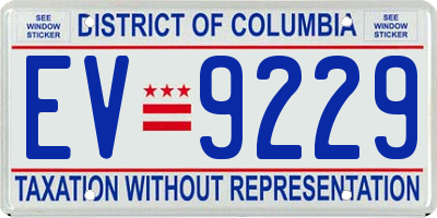 DC license plate EV9229