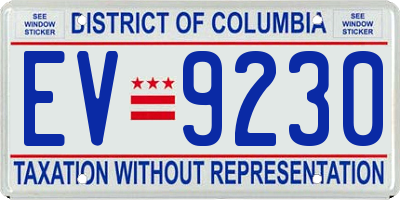 DC license plate EV9230