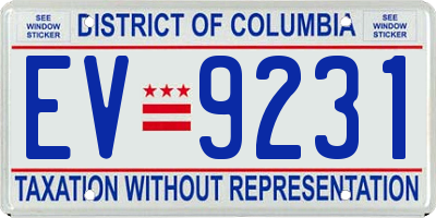 DC license plate EV9231