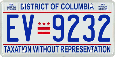 DC license plate EV9232