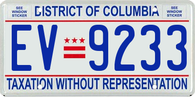 DC license plate EV9233